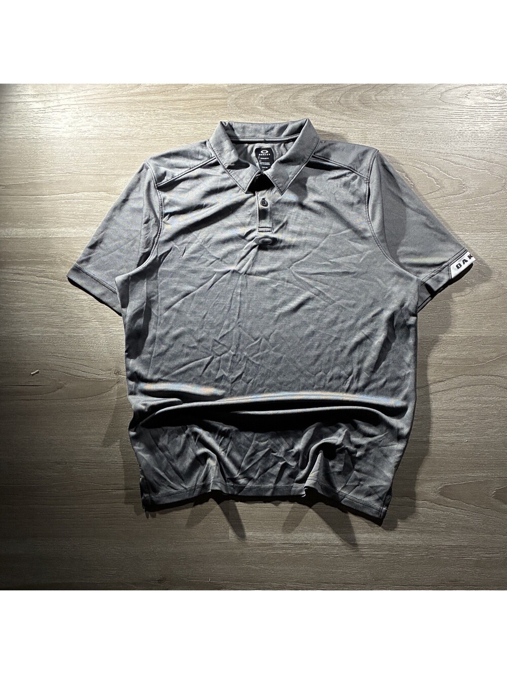 Oakley Golf Polo Shirt Mens L Charcoal Gray Performance Short Sleeve Logo Top
